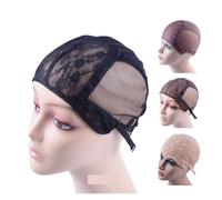 Casquillos Peluca Gorra de peluca for hacer pelucas con correa ajustable en la parte posterior Gorras tejidas sin pegamento para cabello(Dark Brown S)