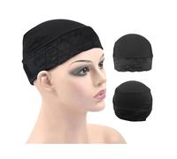 Casquillos Peluca Pieza de gorro peluca ajustable terciopelo con banda sujeción for más antideslizante para cabello(Black)