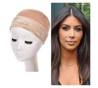 Casquillos Peluca Pieza de gorro peluca ajustable terciopelo con banda sujeción for más antideslizante para cabello(Dark brown)
