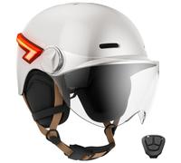 CASR Glow Casco Patinete Eléctrico Adulto Hombre Mujer con Luz LED Casco Bicicleta Adulto con Visera - Intermitentes, Mando Distancia, USB-C, Orejeras Desmontables