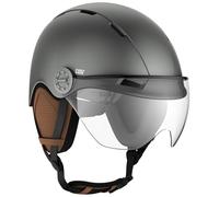 CASR Style Casco Patinete Eléctrico Adulto Hombre Mujer, Casco Bicicleta Adulto con Visera - Urbano E-Bike, Skate, Orejeras Desmontables, Ajustable, Transpirable (Gris, M (55 cm - 58 cm))