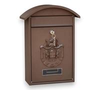 Cassetta postale 21x6x31 cm in metallo verniciato marrone con tettuccio -