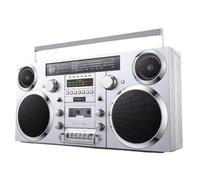 Cassette Boombox - Reproductor multimedia portátil de CD/USB/Bluetooth/AUX con conector de auriculares estéreo de alta fidelidad para el hogar y la playa