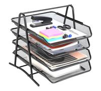 Cassetti per documenti con Cuatro cajones, Caja para Cartas y Organizador de Escritorio de Malla metálica. Ideal para Mantener tu Espacio ordenado,Negro