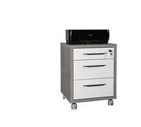 Cassettiere per ufficio con 3 cassetti e ruote di Colore Cemento Bianco lucido - Linea Disegno