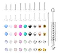 CASSIECA 18G Piercings Labret Acero Quirúrgico Piercing Labio con Zircón 3MM Labio Studs Piercing Tragus Helix Cartílago Piercings Oreja para Mujer Hombre Vertical Labret 6/8/10mm