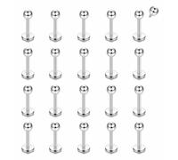 CASSIECA 21Pcs 16G Piercings Labret Acero Quirúrgico Piercing Labio con Bola 3MM Labret Studs Piercing Tragus Helix Cartílago Piercing Oreja para Mujer Hombre Plata Vertical Labret 8mm
