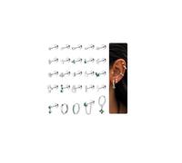 CASSIECA 25Pcs Piercing Oreja Pendientes Acero Inoxidable Mujer Pendientes Aro Pequeños Conch Tragus Pendientes Plata Piercing Oreja Cartílago Piercing Helix Piercing Tragus