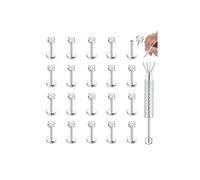 Cassieca - Lote de 20 unidades, 16 g, hipoalergénica, de acero inoxidable, tachuelas de labio, con 3 mm, CZ cartílago Tragus Helix Monroe, Piercing Stud Bijoux 6 mm 8 mm 10 mm, Acero inoxidable