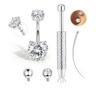 CASSIECA Piercing Ombligo Titanio G23 Piercing Ombligo Pequeño Plata Piercings de Banana CZ Corazón Belly Button Piercings 14G 10mm para Mujer Hombre