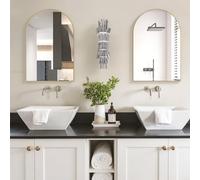 CASSILANDO 2 Espejos de Pared arqueados de 50 x 75 cm, Color Dorado, Espejo de baño con Marco de Metal, Espejo de Pared abovedado para Entrada, Chimenea, Dormitorio (Dorado)