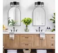 CASSILANDO 2 Espejos de Pared arqueados de 50 x 75 cm, Espejo de baño abovedado, Espejo de tocador Grande con Marco de Metal, Espejo de Pared Curvado para Entrada, Chimenea, Dormitorio (Negro)