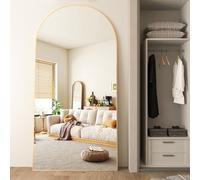 CASSILANDO Espejo arqueado Dorado de Longitud Completa de 193 x 86 cm, con Marco de aleación de Aluminio, Grande, para vestirse o inclinarse, Espejos de Cuerpo Completo para Dormitorio, Sala de Estar