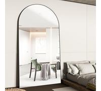 CASSILANDO, Espejo arqueado Largo con Marco de aleación de Aluminio, para vestirse, Espejos inclinables de Cuerpo Completo para Dormitorio o Sala de Estar, Grande, 198 x 96 cm, Negro