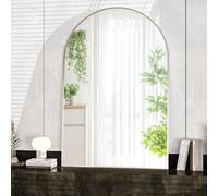 CASSILANDO Espejo curvado de 50 × 75 cm, espejo de tocador de baño con marco de aleación de aluminio, montaje en pared para salón, chimenea, dormitorio, entrada, color plateado