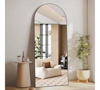CASSILANDO Espejo de cuerpo entero 165 x 60 cm, espejo de suelo curvado, soporte para colgar o inclinar en la pared, dormitorio grande para guardarropa (negro)