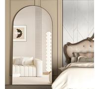 CASSILANDO Espejo de cuerpo entero, 180 x 80 cm, suelo, independiente con soporte, dormitorio, salón, armario, negro