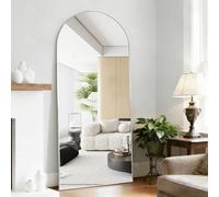 CASSILANDO Espejo de cuerpo entero de 165 x 60 cm, espejo de pie arqueado, espejos plateados de cuerpo completo para colgar o apoyar contra la pared, para guardarropa, dormitorio, sala de estar