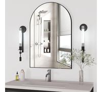 CASSILANDO Espejo de pared abovedado, 60 x 90 cm Negro: marco de metal, montaje en pared, espejo, salón, dormitorio, baño