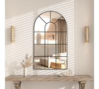 CASSILANDO Espejo de pared arqueado, espejo de ventana arqueado decorativo de pared de 42"x24", espejo de ventana con marco negro, espejo de para , dormitorio, entrada