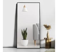 CASSILANDO Espejo de pie de 165 x 60 cm, Espejo Grande, Espejo de pie, contra Pared para Dormitorio, Revestimiento y Marco Fino montado en la Pared, Color Negro