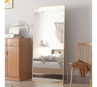 CASSILANDO Espejo de pie de 165 x 60 cm, Espejo Grande, Espejo de pie, contra Pared para Dormitorio, Revestimiento y Marco Fino montado en la Pared, Espejo Dorado