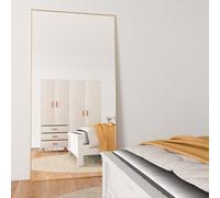 CASSILANDO Espejo de pie de 198 x 96 cm, Espejo Grande, Espejo de pie, contra la Pared para Dormitorio, Revestimiento y Marco Fino montado en la Pared, Espejo Dorado