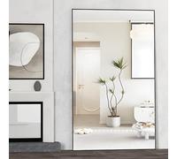 CASSILANDO Espejo de pie de 198 x 96 cm, Espejo Grande, Espejo de pie, contra la Pared para Dormitorio, Revestimiento y Marco Fino montado en la Pared, Espejo Negro