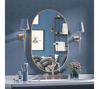 CASSILANDO Espejo Ovalado de 20x30 Pulgadas, Espejo de baño Ovalado con Marco de Metal Dorado, Montaje en Pared Horizontal o Vertical, Decorativo para dormitorios, entradas y baños