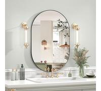 CASSILANDO Espejo Ovalado de baño, 20x30 Pulgadas, Marco de Metal, Colgar Horizontal o verticalmente, único Espejo para Dormitorio y Entrada