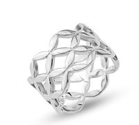 Cassini 3RBI - Anillo de plata de ley 925 para mujer, diseño de flor de la vida, mate parcialmente pulido, plata maciza; hecho a mano, sin níquel, antialérgico, idea de regalo, joya para mujer, 52