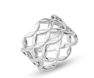 Cassini 3RBI - Anillo de plata de ley 925 para mujer, diseño de flor de la vida, mate parcialmente pulido, plata maciza; hecho a mano, sin níquel, antialérgico, idea de regalo, joya para mujer, 54