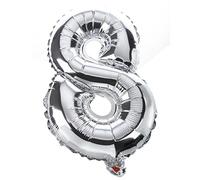 casstaly Fashion 16 Pulgadas Numero de Hoja de Plata Globos Cumpleaños Decoración de Fiesta de Boda Plata 8