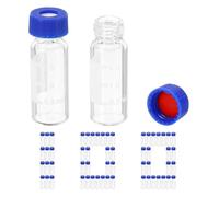 casstaly Frasco Automático de Muestrador de 2 Ml, Frascos HPLC/ 9-425 Viales Transparentes de Laboratorio Botella de Muestra Tapón de Tornillo Parche De Escritura 100 Piezas