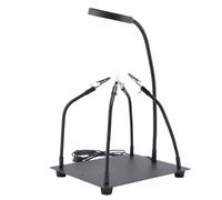 casstaly Herramienta de soldadura tercer puntero con 3 luces de aumento LED Soporte PCB 4 estaciones de soldadura brazo flexible para soldadura electrónica reparación joyería