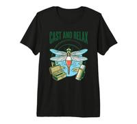Cast and Relax Pesca Relajación Mosca Cita Libélula Bobber Camiseta Premium