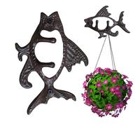 Cast Iron Flying Fish Hook | Cast Iron, 17.5x12cm, Rustic Black | Wall Mounted Decorative Hanger | Farmhouse Garden Patio Outdoor Hook For Keys, Towels