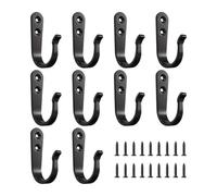 Cast Iron Hooks - Heavy Duty Iron 4.5x3x1cm 10 Pack Wall Mounted Design | Coat Hooks, Hat RackHooks, TowelHooks, Bag Hangers, Rust Proof StorageHooks | Home Organization
