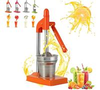Cast Iron Juicer Hand Pres, Effective Stainless Steel Manual Juicer Fruit Squeezer, Crusher Machine for Fresh Lemonade Orange Juice, Easy to Use, for Home and Kitchen (orange)