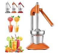 Cast Iron Juicer Hand Press, cast iron hand press juicer, Manual Juicer Hand Press, Heavy Duty Countertop Lime Citrus Crush Machine for Fresh Lemonade Orange Juice, Home and Kitchen(Orange)