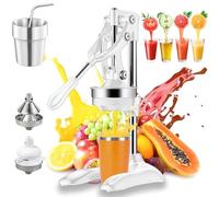 Cast Iron Juicer Hand Press - Easy-to-Clean, Heavy-Duty, Effective Stainless Steel Manual Juicer Fruit Squeezer, Home & Kitchen Professional Manual Citrus Juicers for Lemonade Orange Juice (White)