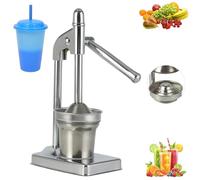 Cast Iron Juicer Hand Press, Effective Stainless Steel Manual Juicer Fruit Squeezer, Easy to Clean, Portable for Fresh Lemonade Orange Juice, Home and Kitchen Essentials (Silver)