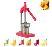 Cast Iron Juicer Hand Press, Effective Stainless Steel Manual Juicer Hand Press, Heavy Duty Countertop Lime Citrus Crush Machine for Fresh Lemonade Orange Juice, Easy to Cleans (Red)