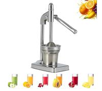 Cast Iron Juicer Hand Press, Effective Stainless Steel Manual Juicer Hand Press, Heavy Duty Countertop Lime Citrus Crush Machine for Fresh Lemonade Orange Juice, Easy to Cleans (Silver)