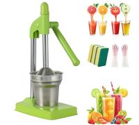 Cast Iron Juicer Hand Press, Effective Stainless Steel Manual Juicer, Heavy Duty Countertop Lemon Juice for Fresh Orange & Lemonade Juice, Home and Kitchen Essentials (Green)