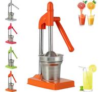 Cast Iron Juicer Hand Press, Effective Stainless Steel Manual Juicer, Manual Juicers Hand Press, with Non-Skid Cup Base, for Fresh Lemonade Orange Juice, Easy To Clean, Home and Kitchen (Orange)