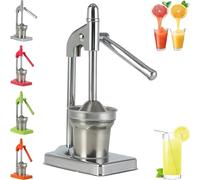 Cast Iron Juicer Hand Press, Effective Stainless Steel Manual Juicer, Manual Juicers Hand Press, with Non-Skid Cup Base, for Fresh Lemonade Orange Juice, Easy To Clean, Home and Kitchen (Silver)