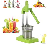 Cast Iron Juicer Hand Press, Effective Stainless Steel Manual Juicer, with Non-Skid Cup Base Effort Saving Lever, for Fresh Lemonade OrangeJuice, for Home and Kitchen (Green)