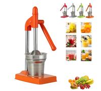 Cast Iron Juicer Hand Press, Heavy Duty Cast Iron Manual Juicer, Stainless Steel Lemon Squeezer, Lime Citrus Crusher Machine for Fresh Lemonade and Orange Juice(Orange)