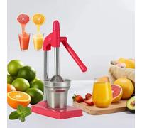 Cast Iron Juicer Hand Press, Heavy Duty Countertop Lime Citrus Crush Machine, Manual Juicer Stainless Steel Squeezer, Home and Kitchen, Easy to Clean for Oranges Lemons Limes(Red)